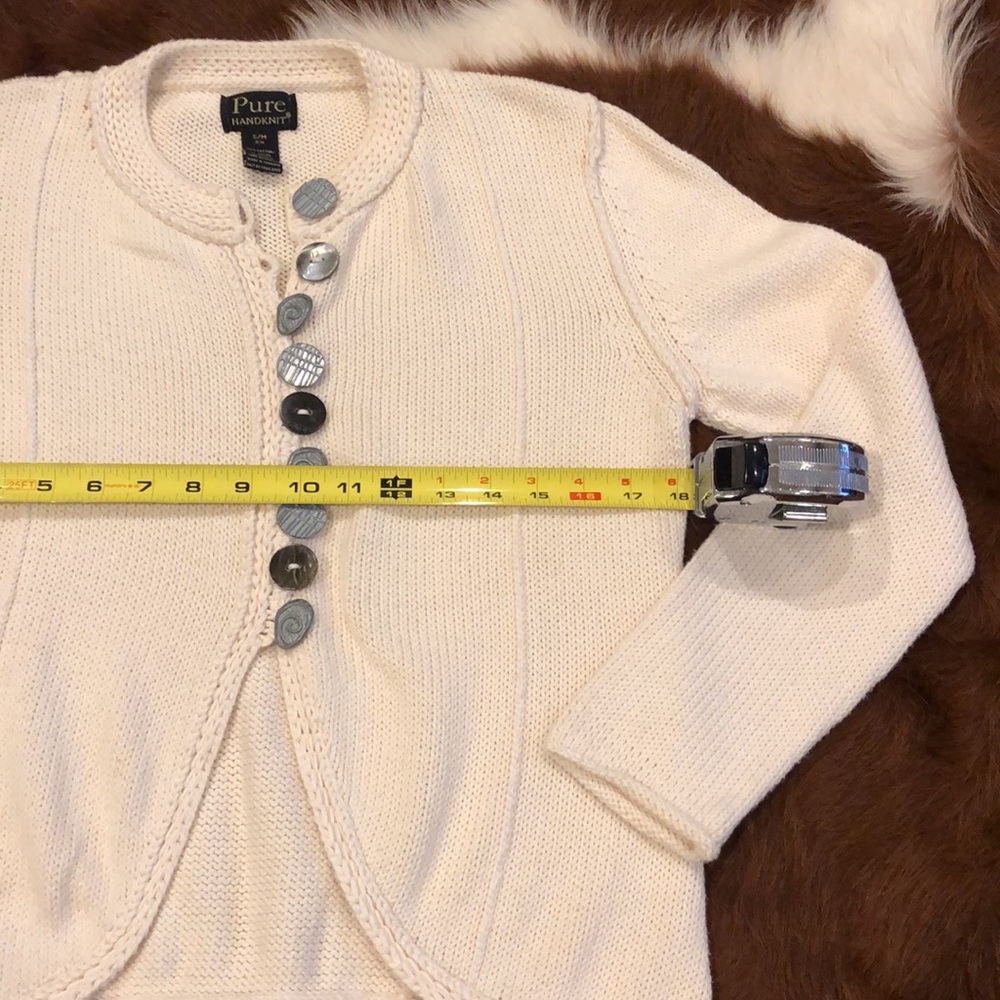 Pure Handknit Size S Cream Cardigan - Picture 5 of 7